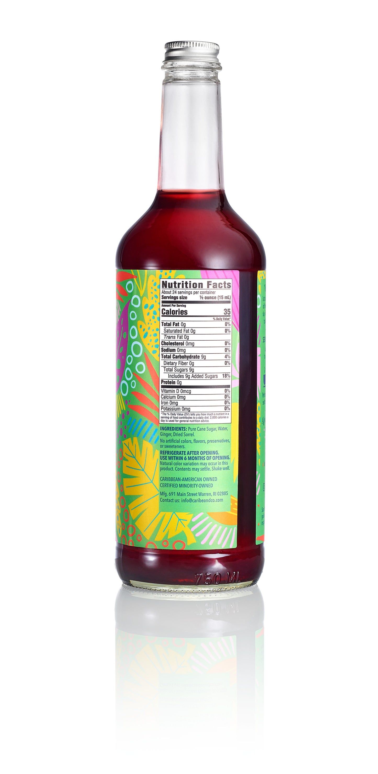 Sorrel (Hibiscus) & Ginger Flavored Syrup - 25 oz